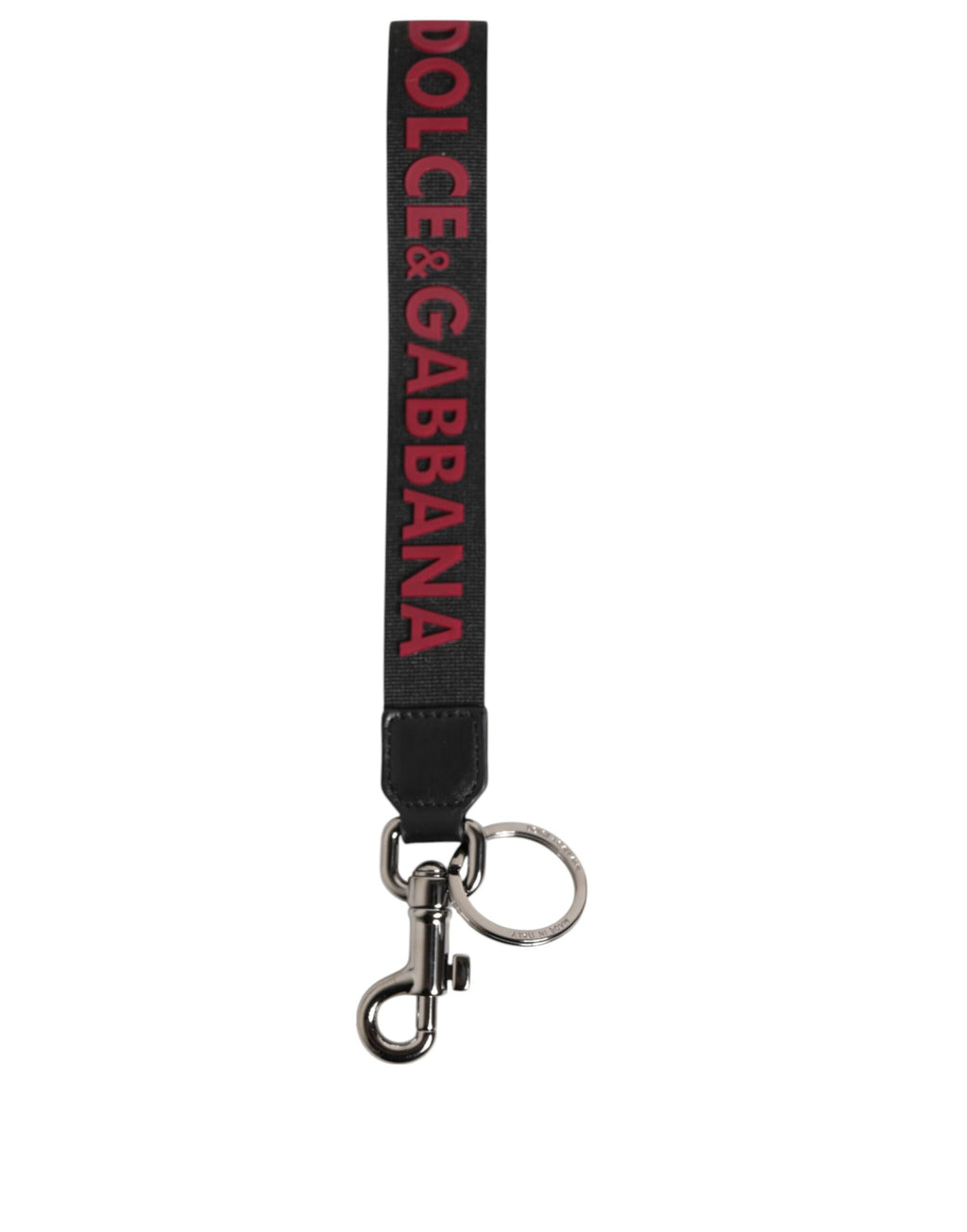 Dolce & Gabbana Portachiavi Uomo in Poliestere Nero Rosso con Logo DG Argento