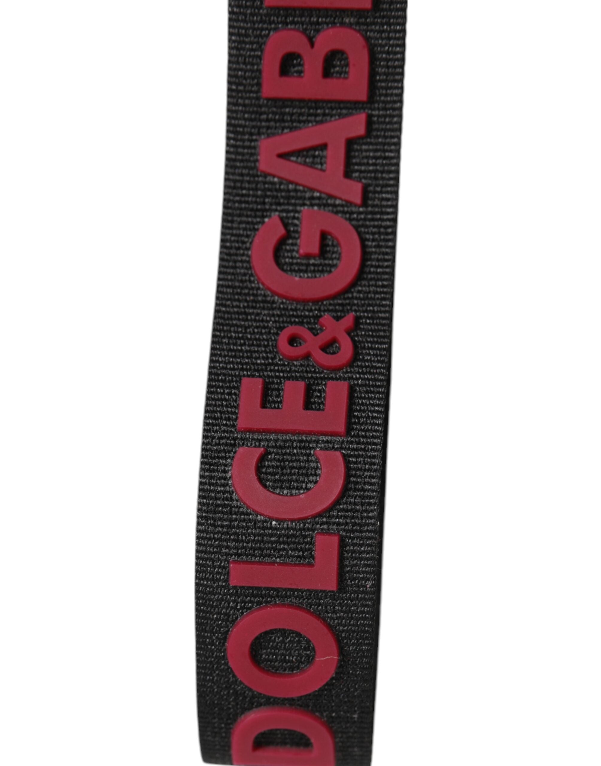 Dolce & Gabbana Portachiavi Uomo in Poliestere Nero Rosso con Logo DG Argento