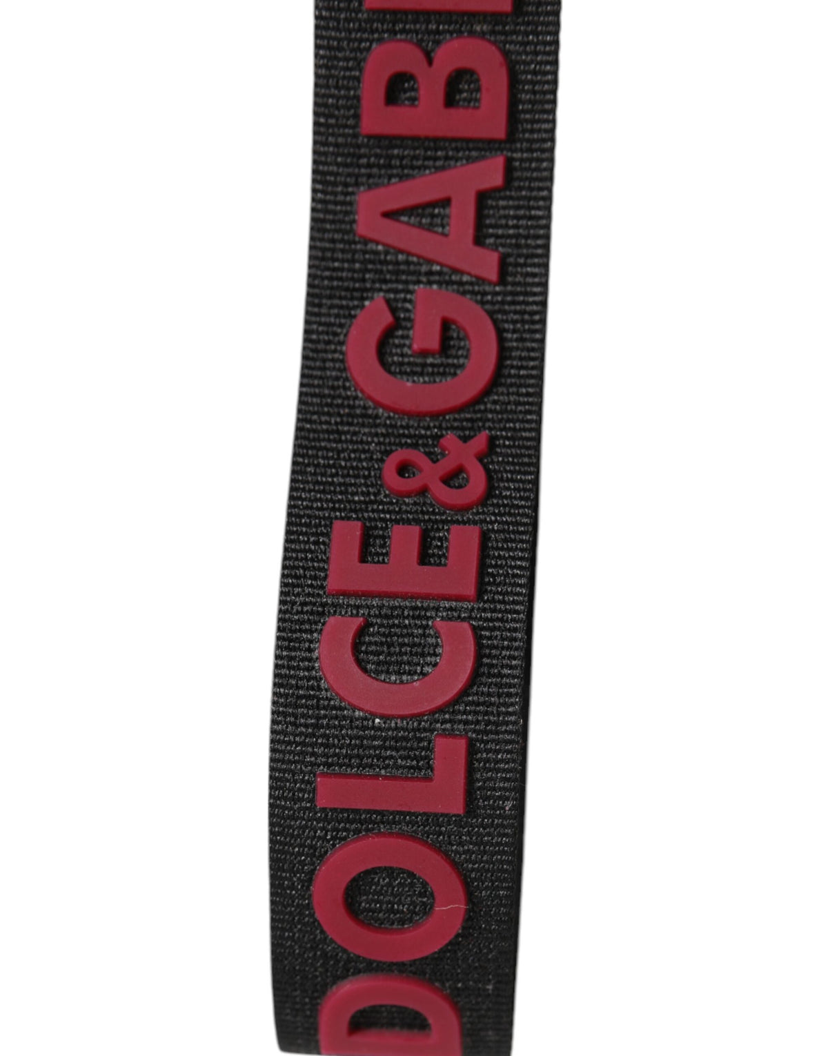 Dolce & Gabbana Portachiavi Uomo in Poliestere Nero Rosso con Logo DG Argento