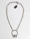 Dolce & Gabbana Collana da uomo con ciondolo a logo DG in ottone color argento e catena