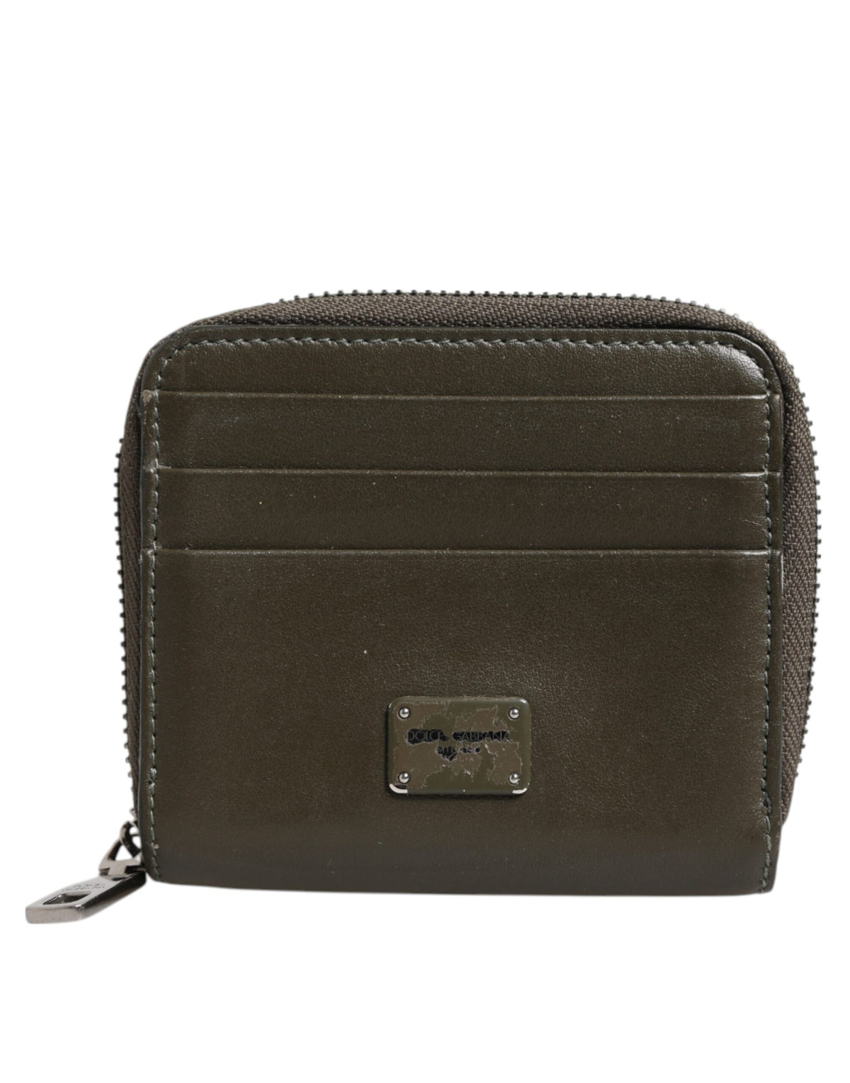 Portamonete Portacarte Dolce & Gabbana in Pelle Marrone con Placca Logo