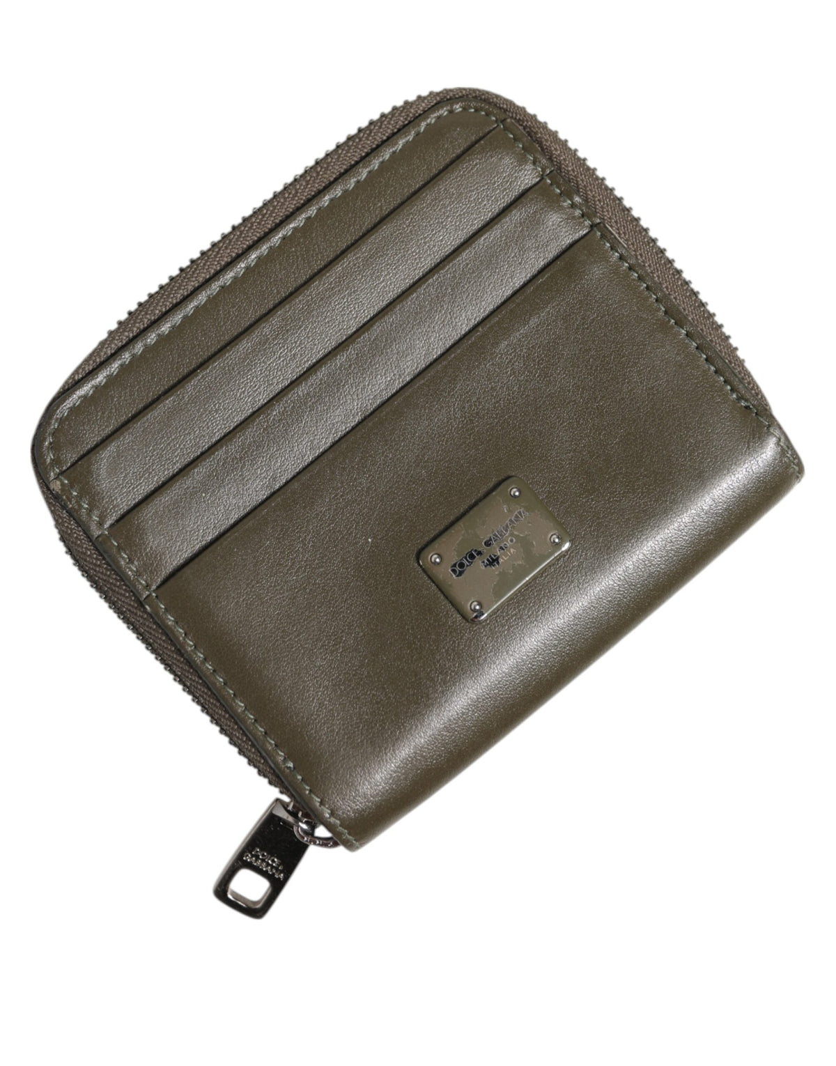 Portamonete Portacarte Dolce & Gabbana in Pelle Marrone con Placca Logo