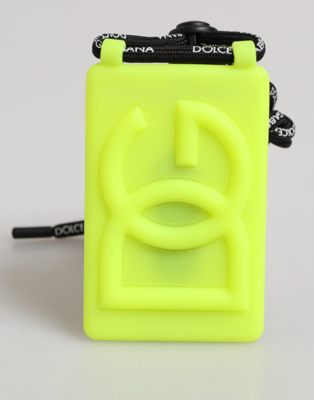 Portabadge regolabile Dolce & Gabbana in gomma verde giallo con DG a rilievo