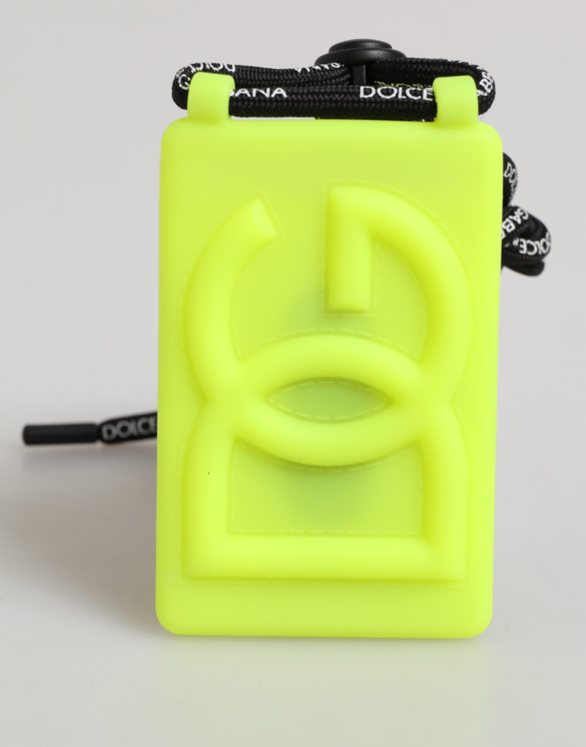 Portabadge regolabile Dolce & Gabbana in gomma verde giallo con DG a rilievo