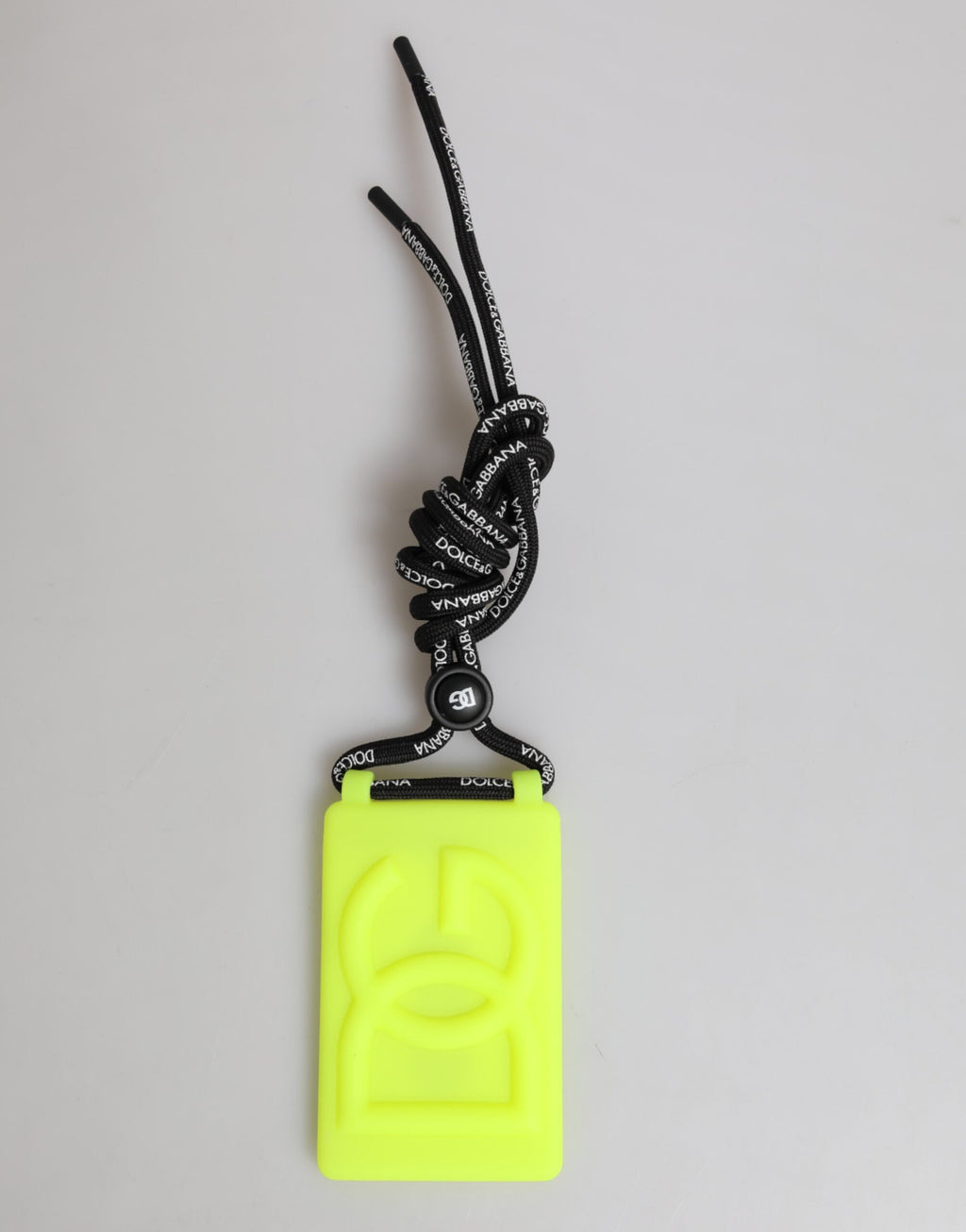Portabadge regolabile Dolce & Gabbana in gomma verde giallo con DG a rilievo
