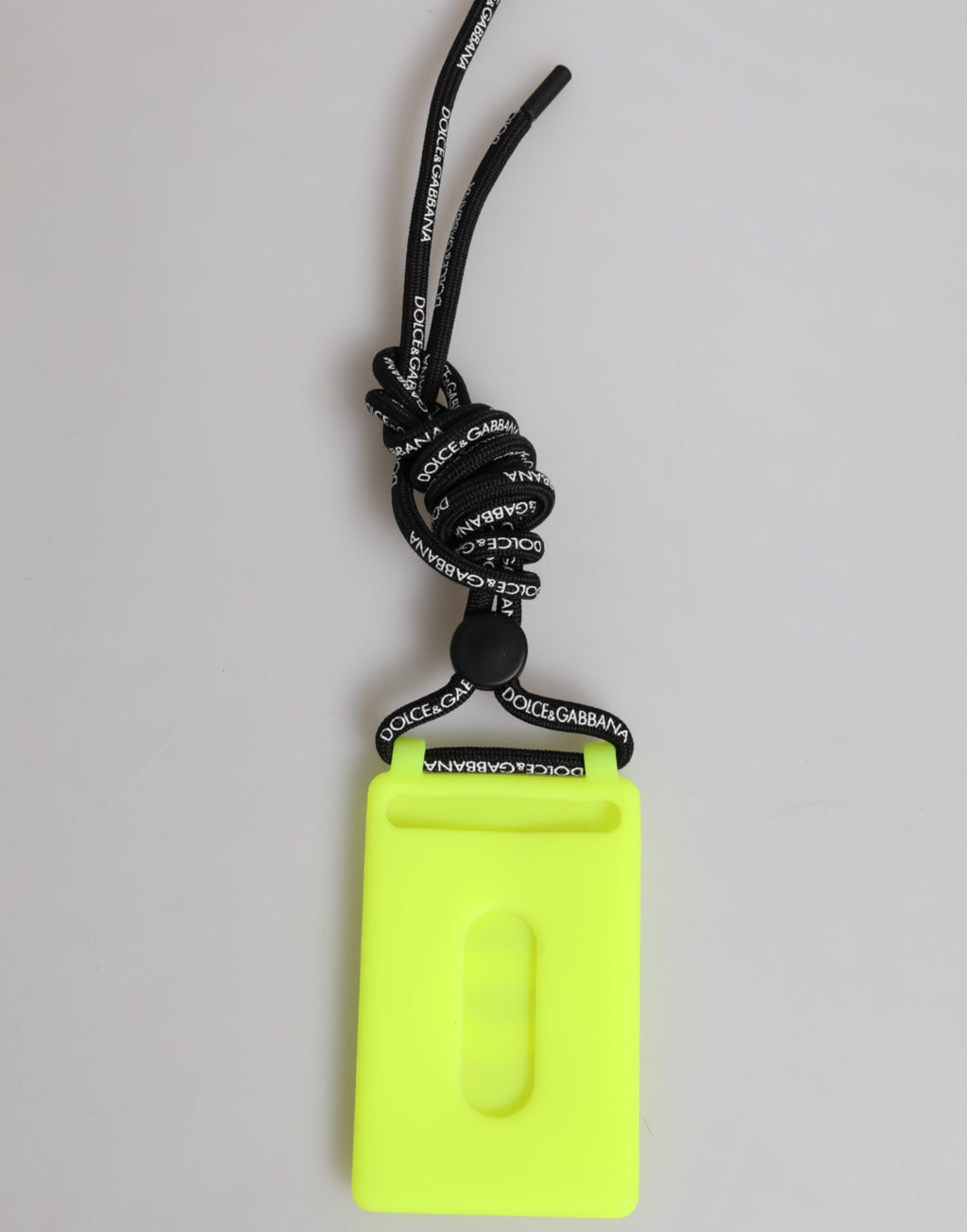 Portabadge regolabile Dolce & Gabbana in gomma verde giallo con DG a rilievo