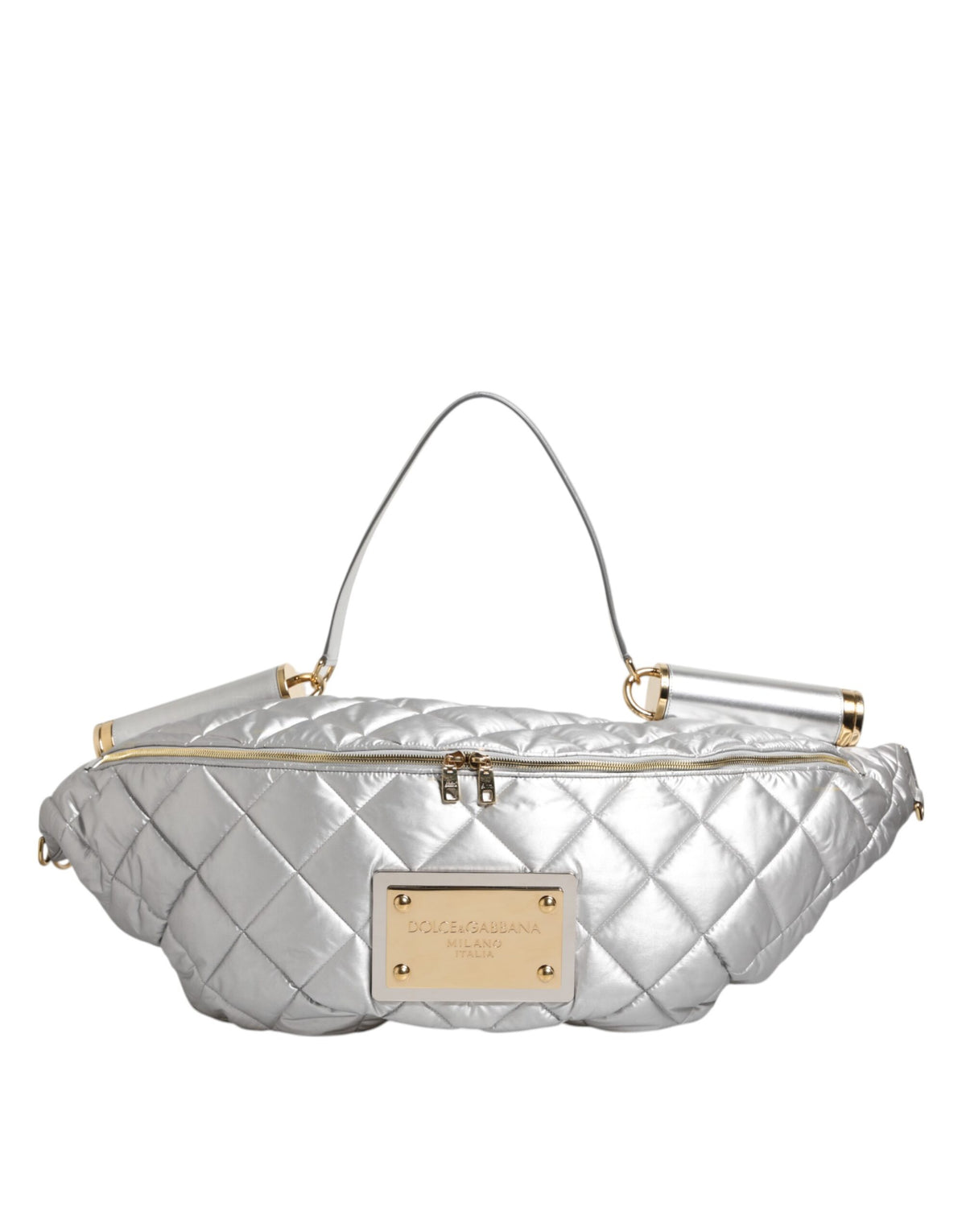 Borsa a tracolla imbottita trapuntata argento Dolce & Gabbana Modello SICILY