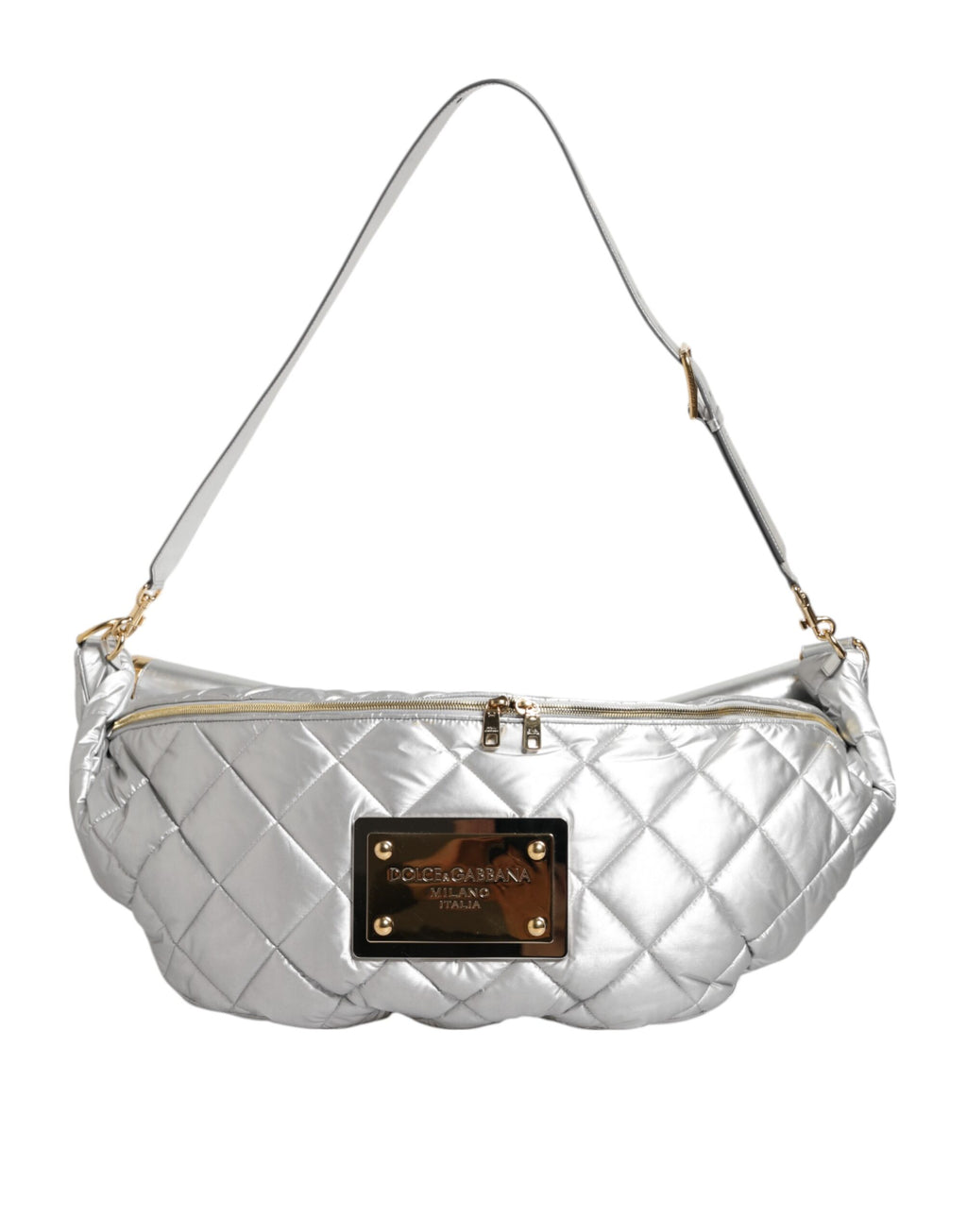 Borsa a tracolla imbottita trapuntata argento Dolce & Gabbana Modello SICILY