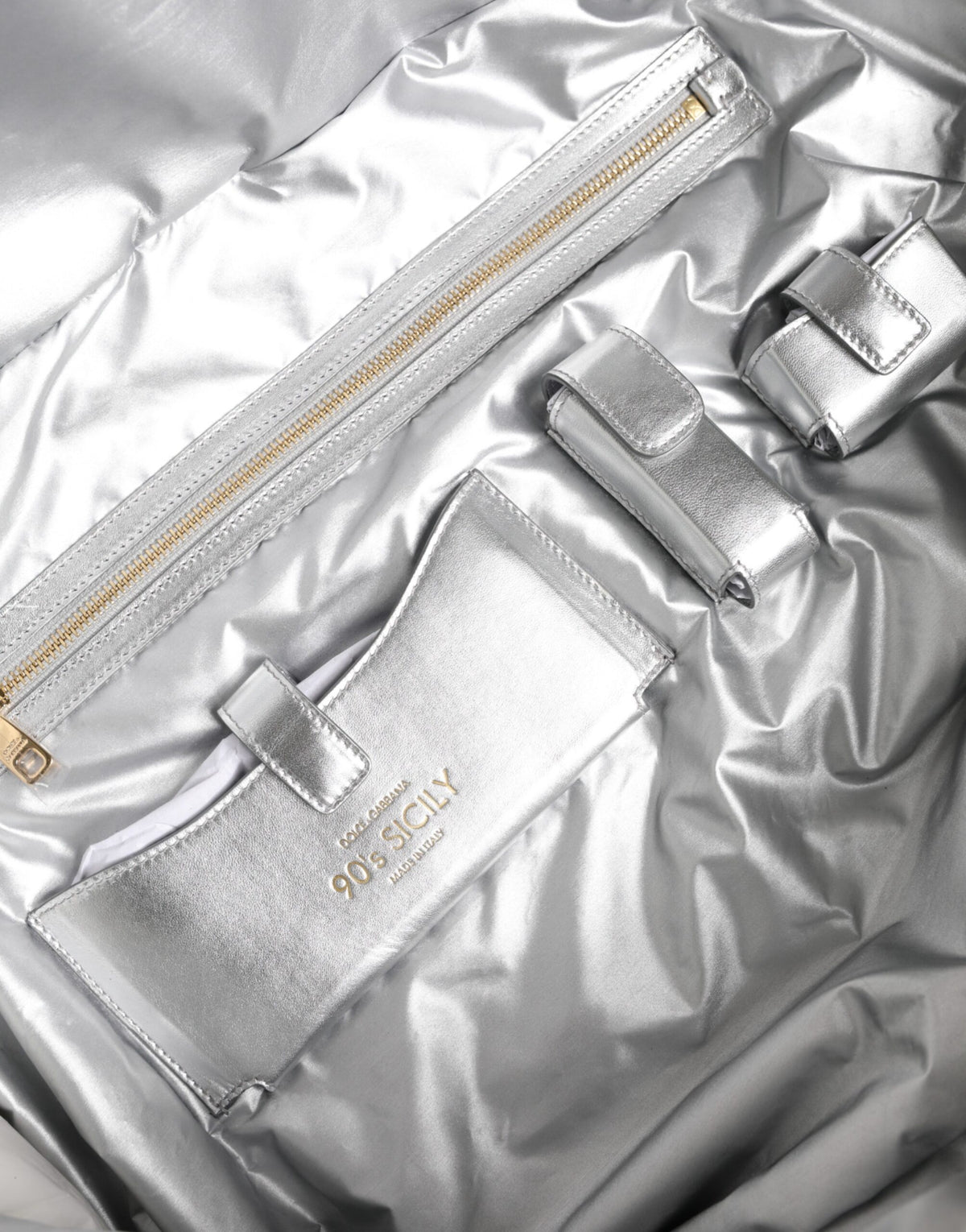 Borsa a tracolla imbottita trapuntata argento Dolce & Gabbana Modello SICILY