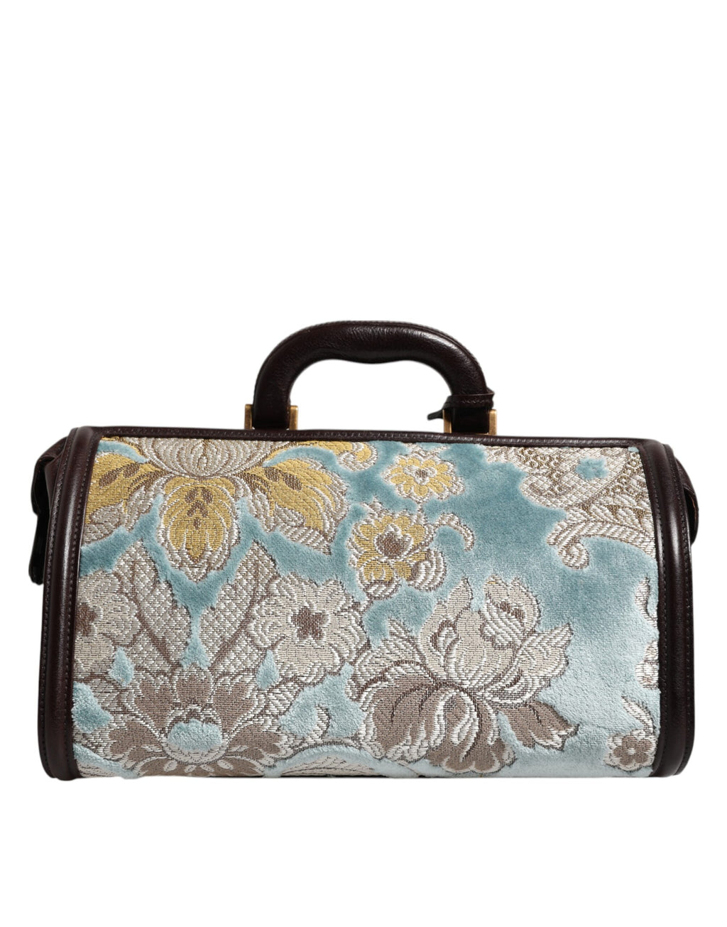 Borsa da viaggio Dolce & Gabbana in pelle blu marrone jacquard floreale