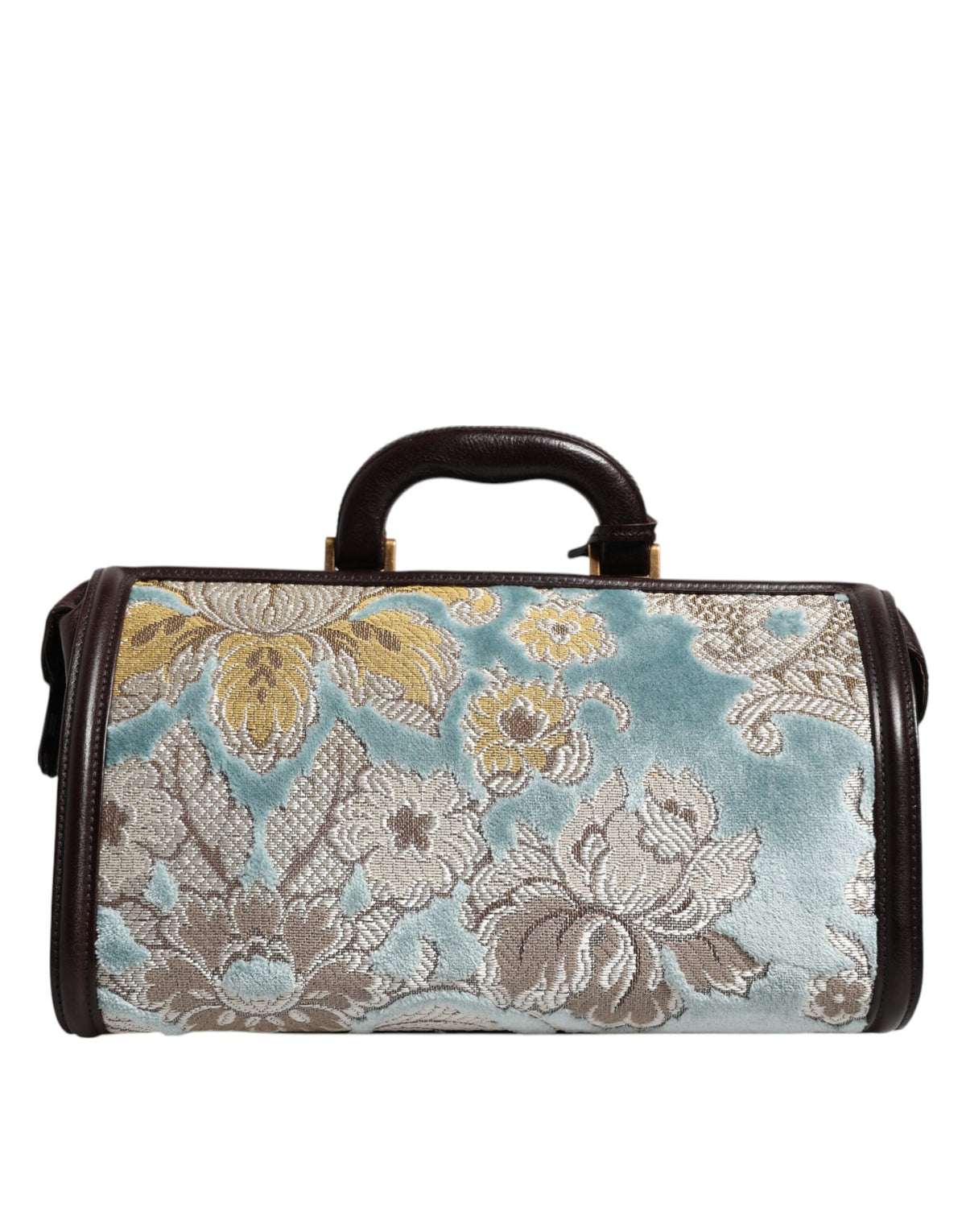 Borsa da viaggio Dolce & Gabbana in pelle blu marrone jacquard floreale