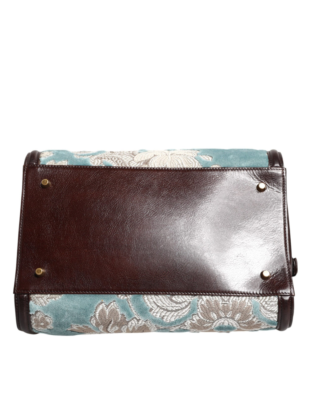 Borsa da viaggio Dolce & Gabbana in pelle blu marrone jacquard floreale