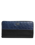Portafoglio clutch continentale da uomo Dolce & Gabbana in pelle esotica nera e blu
