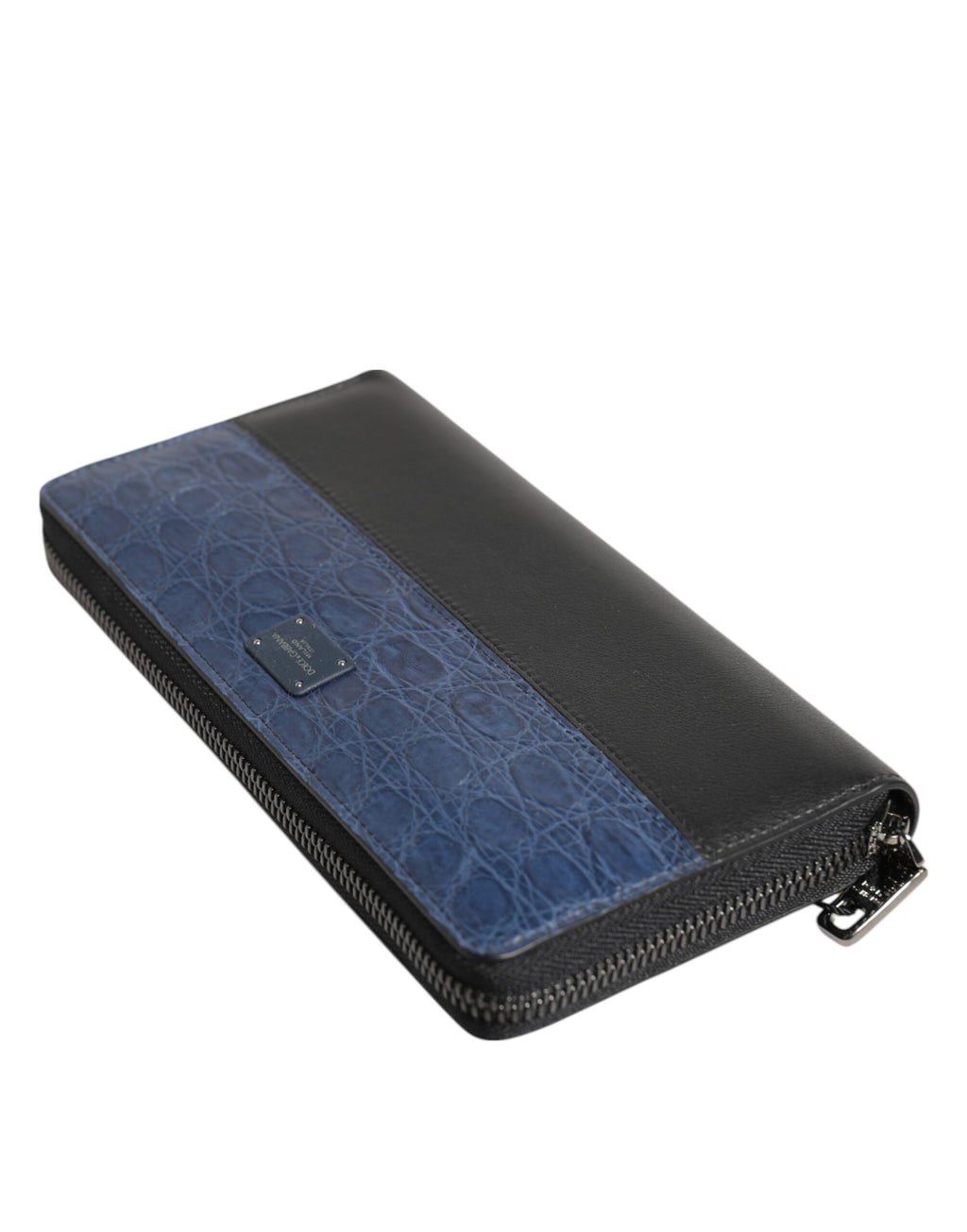 Portafoglio clutch continentale da uomo Dolce & Gabbana in pelle esotica nera e blu