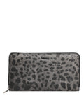 Dolce & Gabbana Portafoglio Continentale Zip Around In Pelle Leopardata Nera Grigia