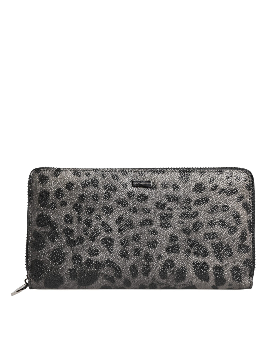 Dolce & Gabbana Portafoglio Continentale Zip Around In Pelle Leopardata Nera Grigia