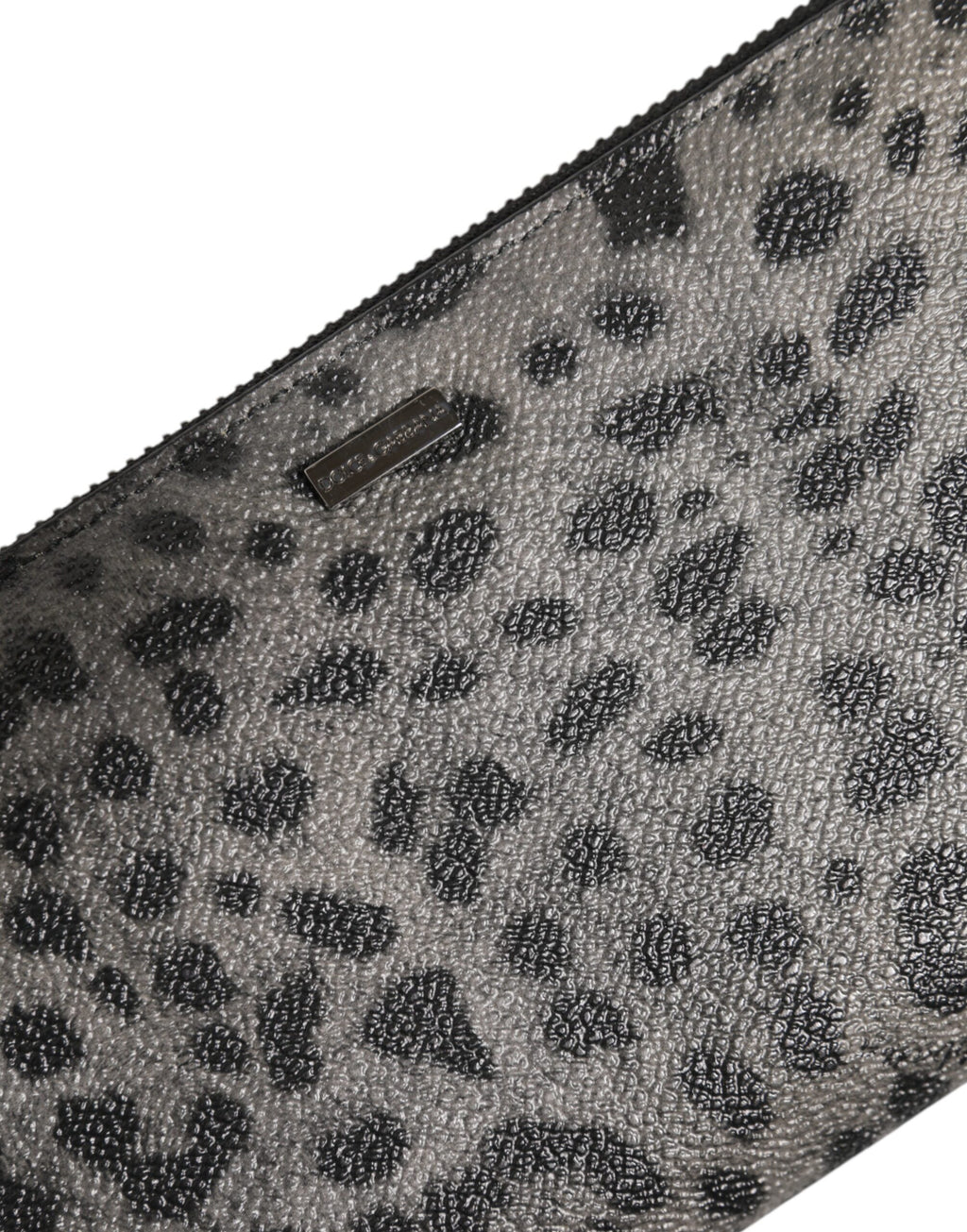 Dolce & Gabbana Portafoglio Continentale Zip Around In Pelle Leopardata Nera Grigia