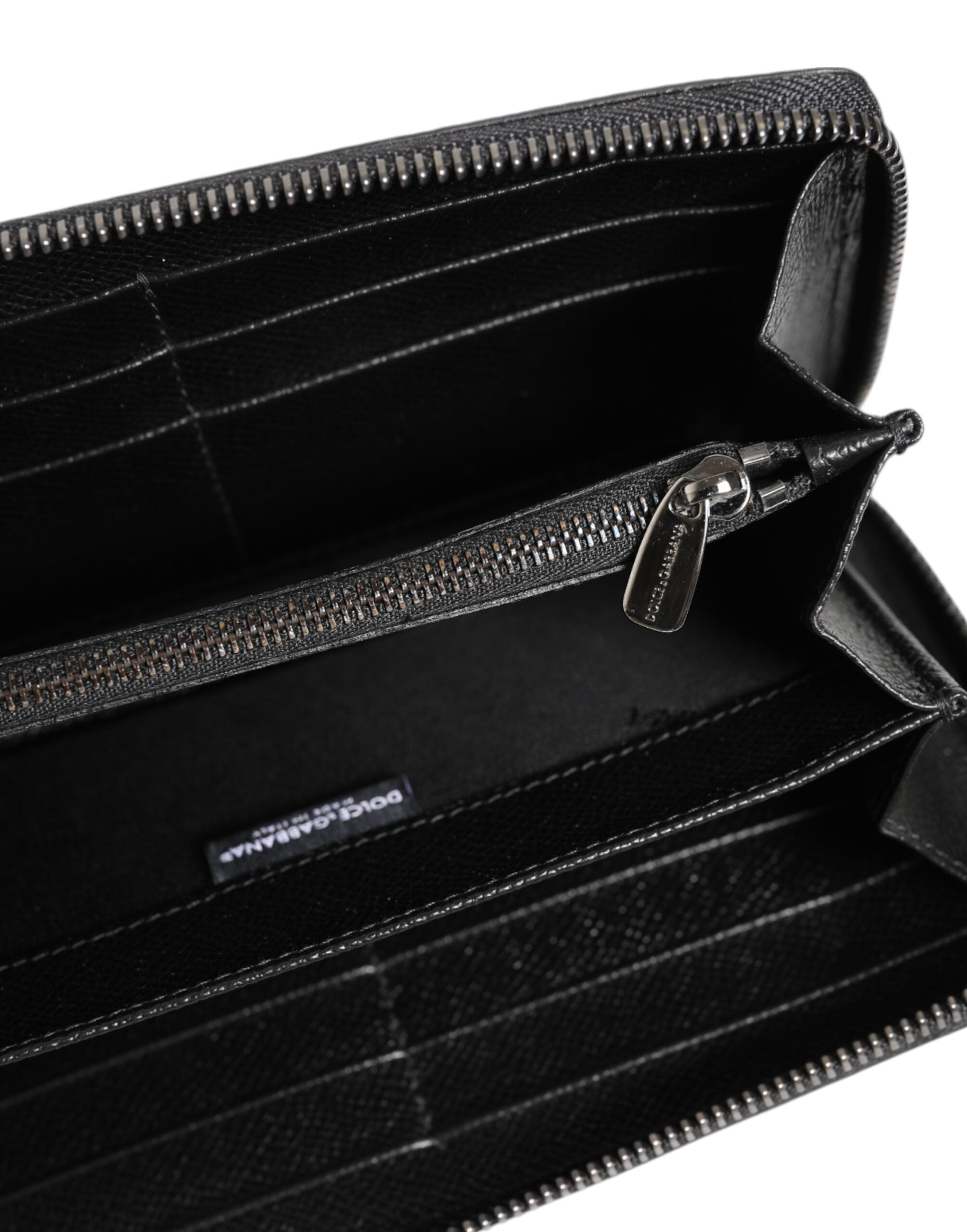 Dolce & Gabbana Portafoglio Continentale Zip Around In Pelle Leopardata Nera Grigia