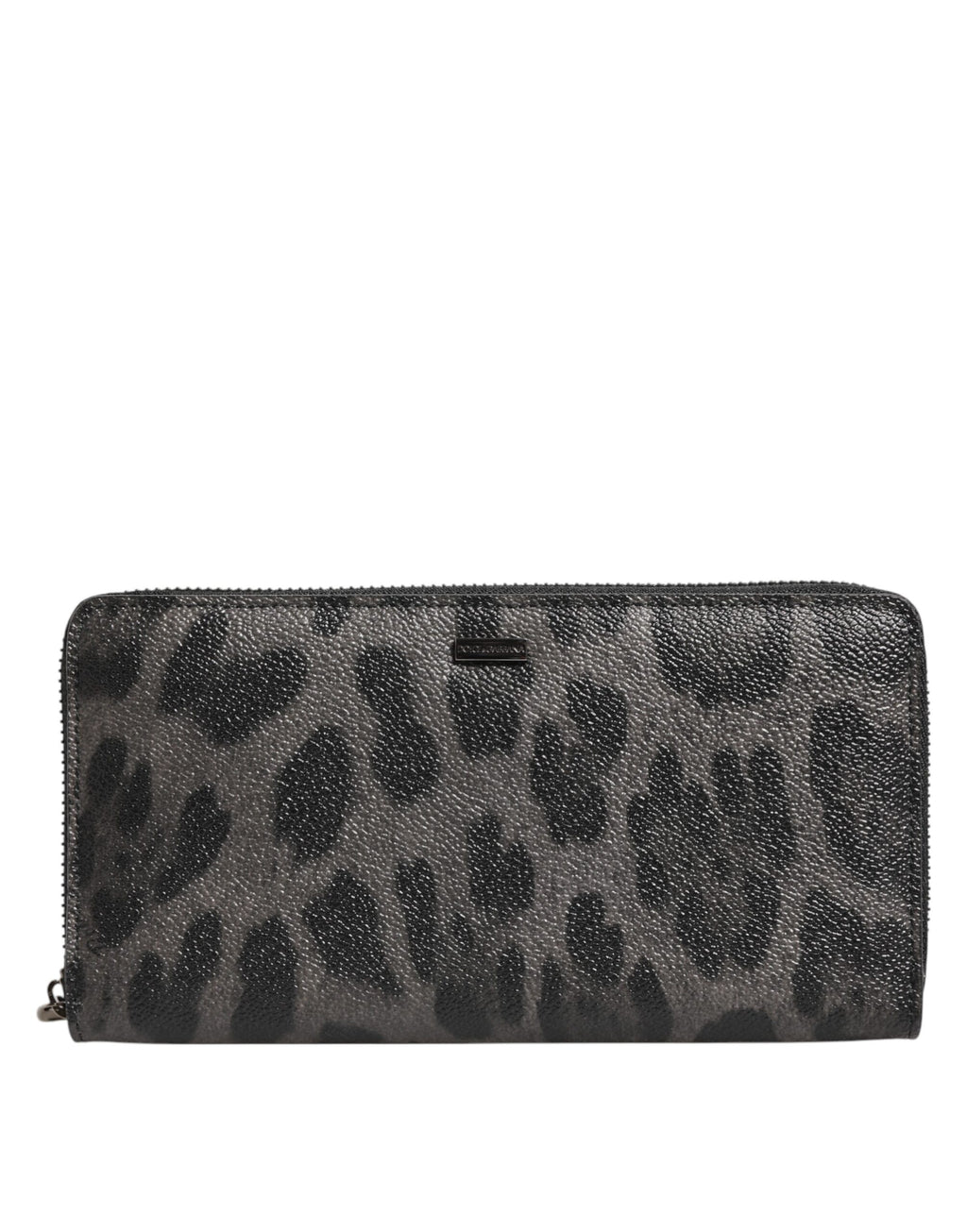 Portafoglio continentale Dolce & Gabbana in pelle con cerniera, nero grigio leopardato