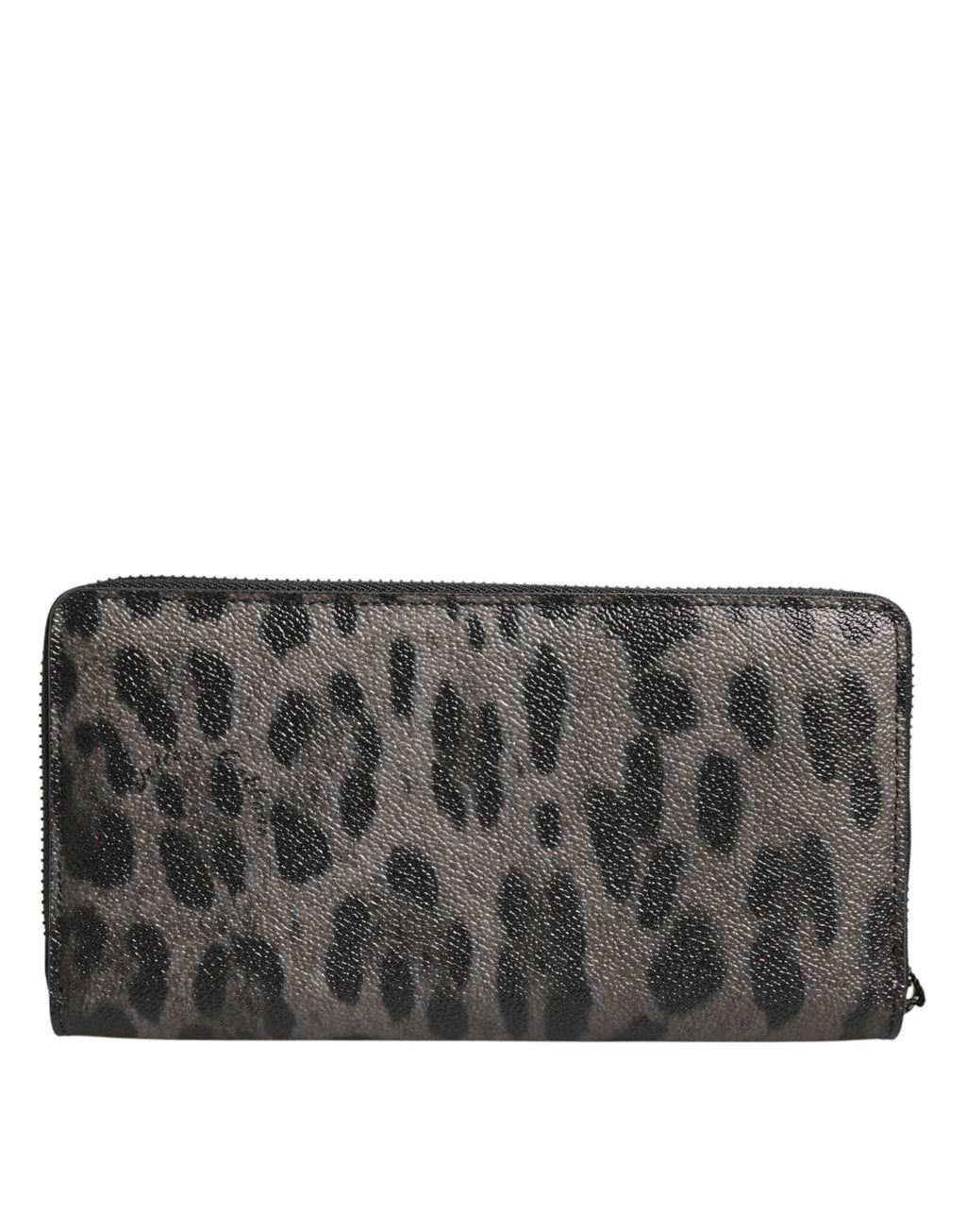 Portafoglio continentale Dolce & Gabbana in pelle con cerniera, nero grigio leopardato