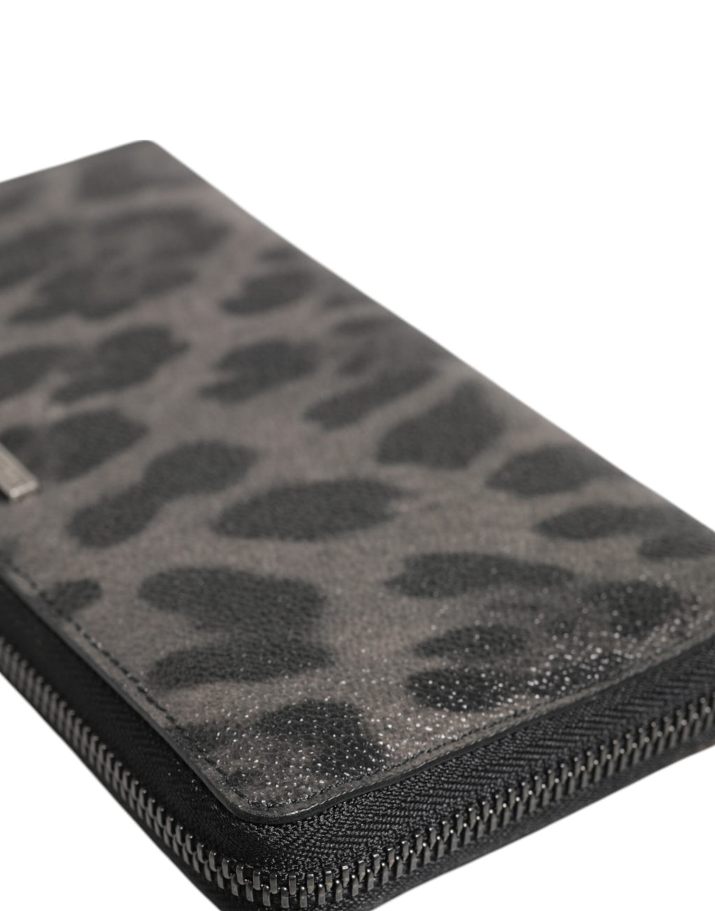 Portafoglio continentale Dolce & Gabbana in pelle con cerniera, nero grigio leopardato
