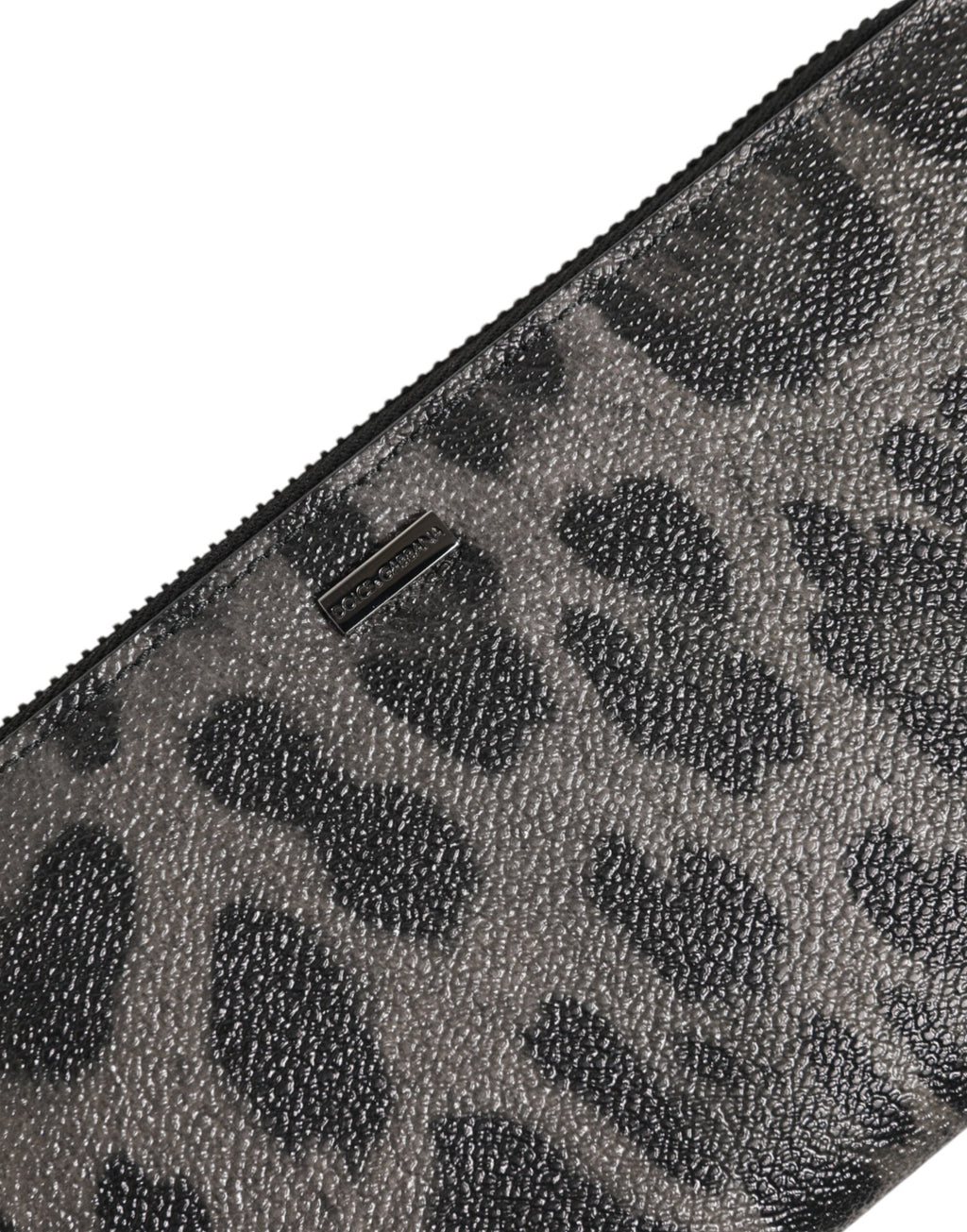 Portafoglio continentale Dolce & Gabbana in pelle con cerniera, nero grigio leopardato