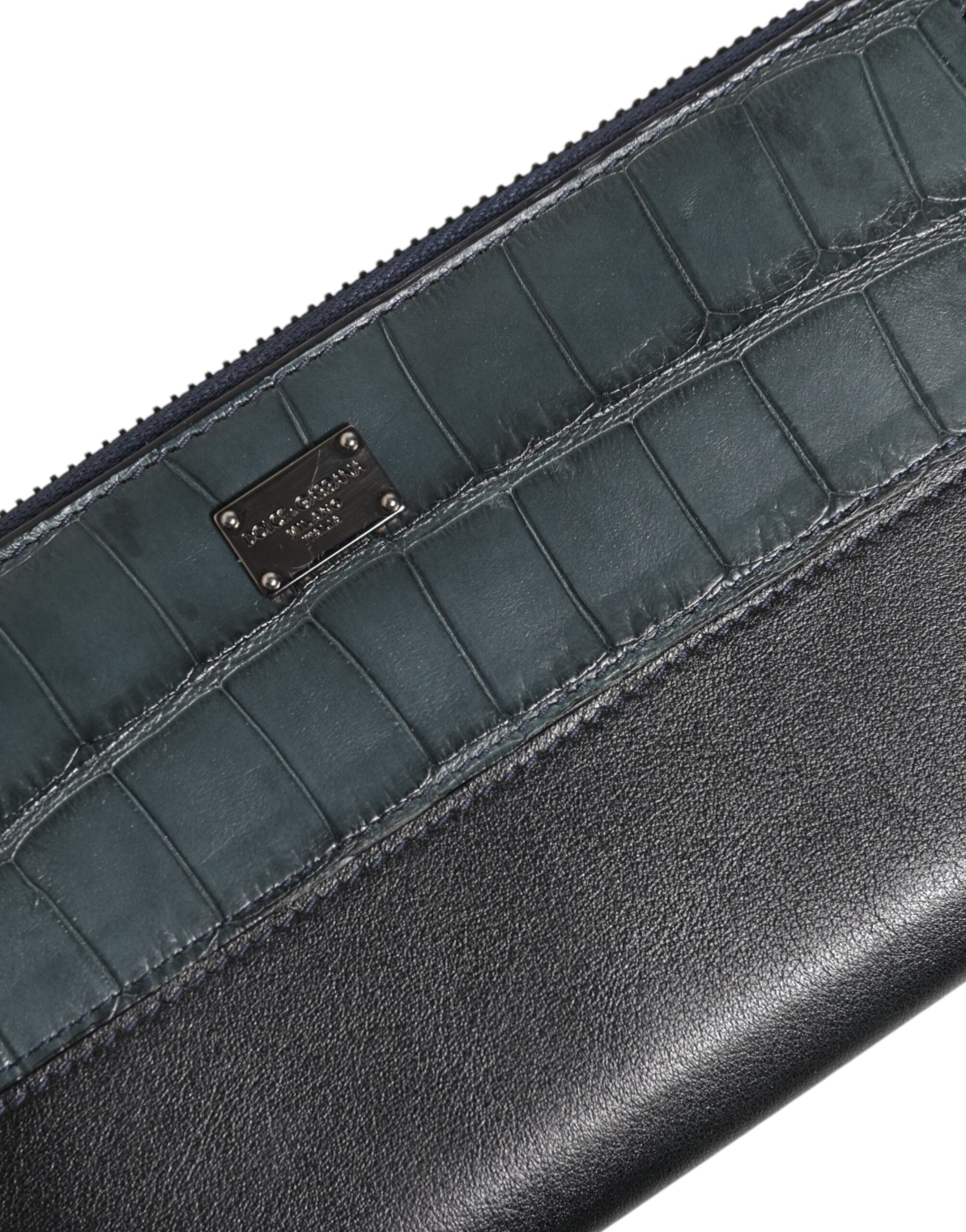 Dolce & Gabbana Portafoglio Continental da Uomo in Pelle Esotica Nero Blu