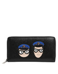 Portafoglio continentale da uomo Dolce & Gabbana in pelle nera con cerniera #DGFAMILY