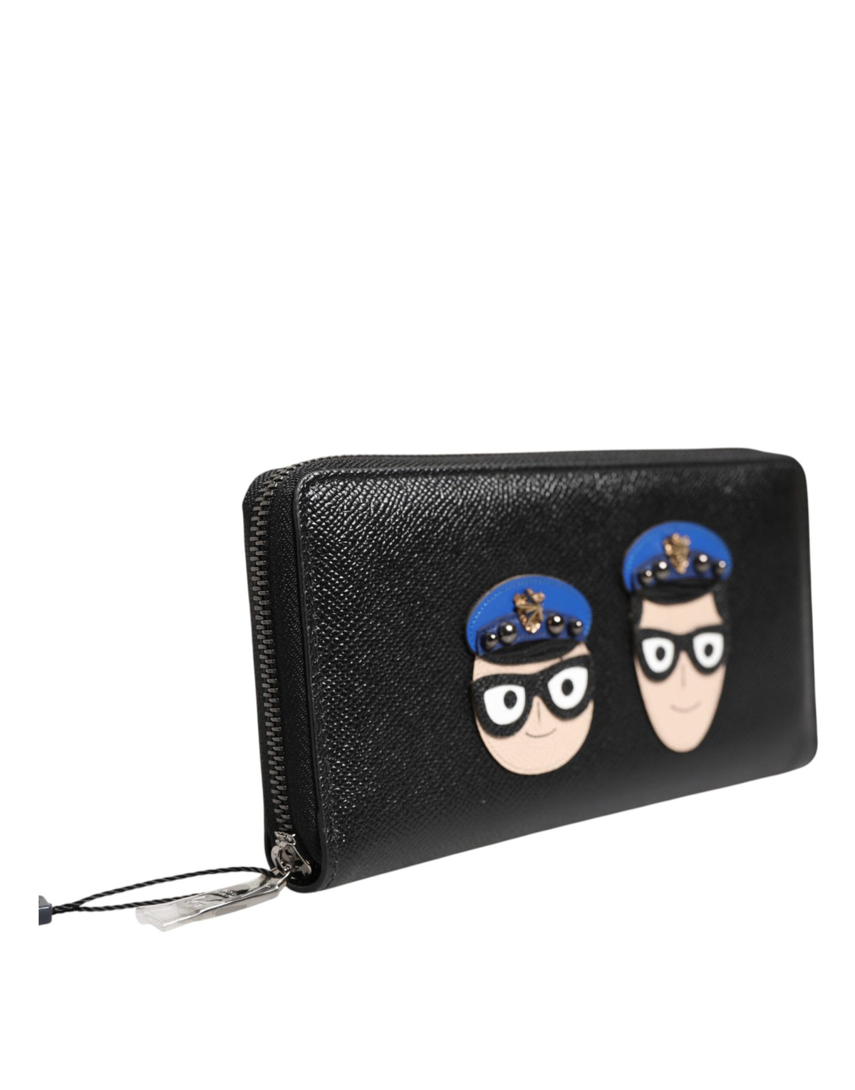Portafoglio continentale da uomo Dolce & Gabbana in pelle nera con cerniera #DGFAMILY