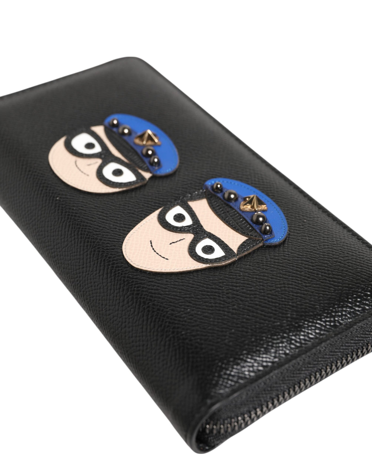 Portafoglio continentale da uomo Dolce & Gabbana in pelle nera con cerniera #DGFAMILY