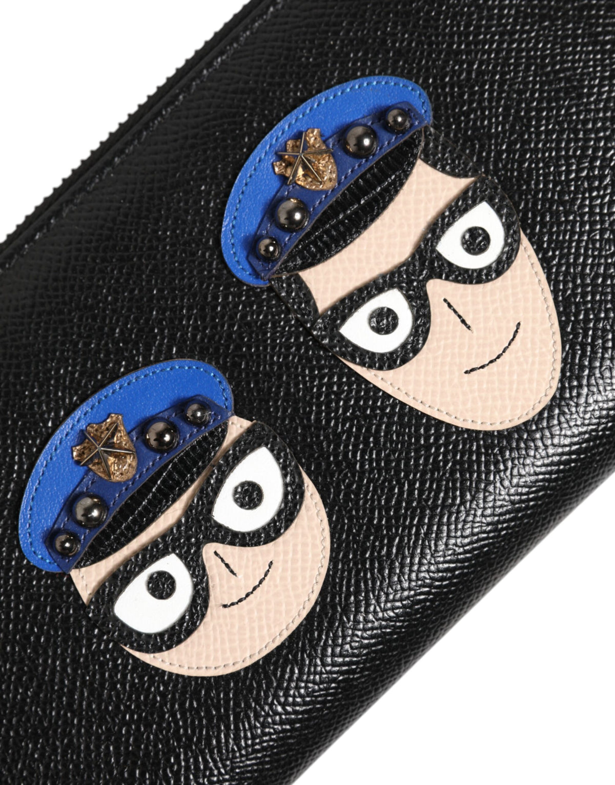Portafoglio continentale da uomo Dolce & Gabbana in pelle nera con cerniera #DGFAMILY