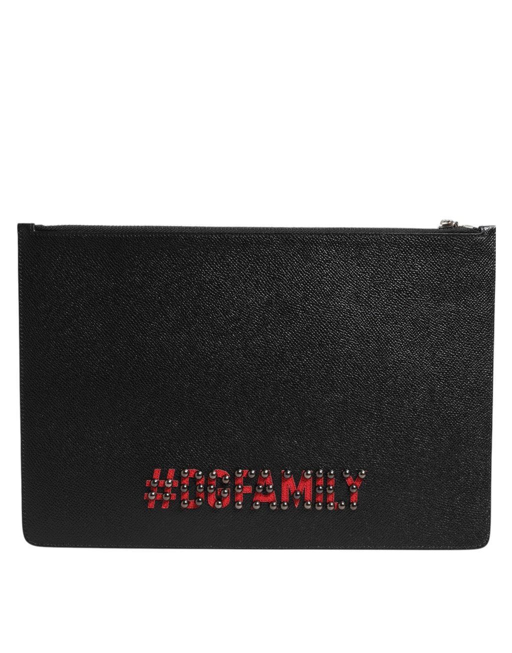 Dolce & Gabbana Borsa Pochette da Uomo in Pelle Nera con Ricami #DGFAMILY