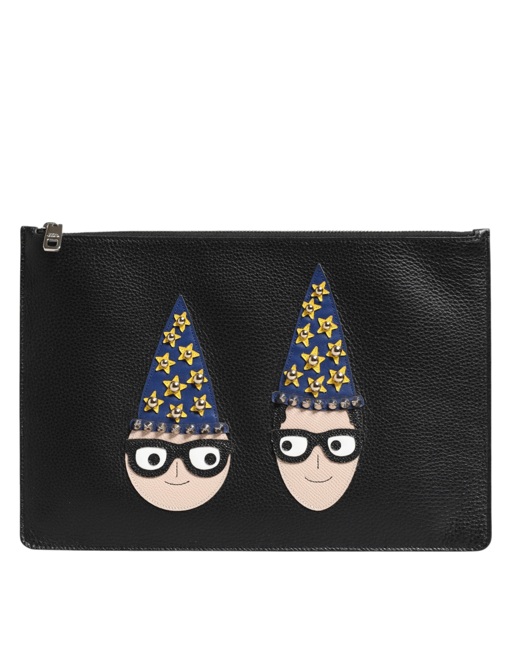 Dolce & Gabbana Busta Clutch da Uomo in Pelle Nera Impreziosita #DGFAMILY