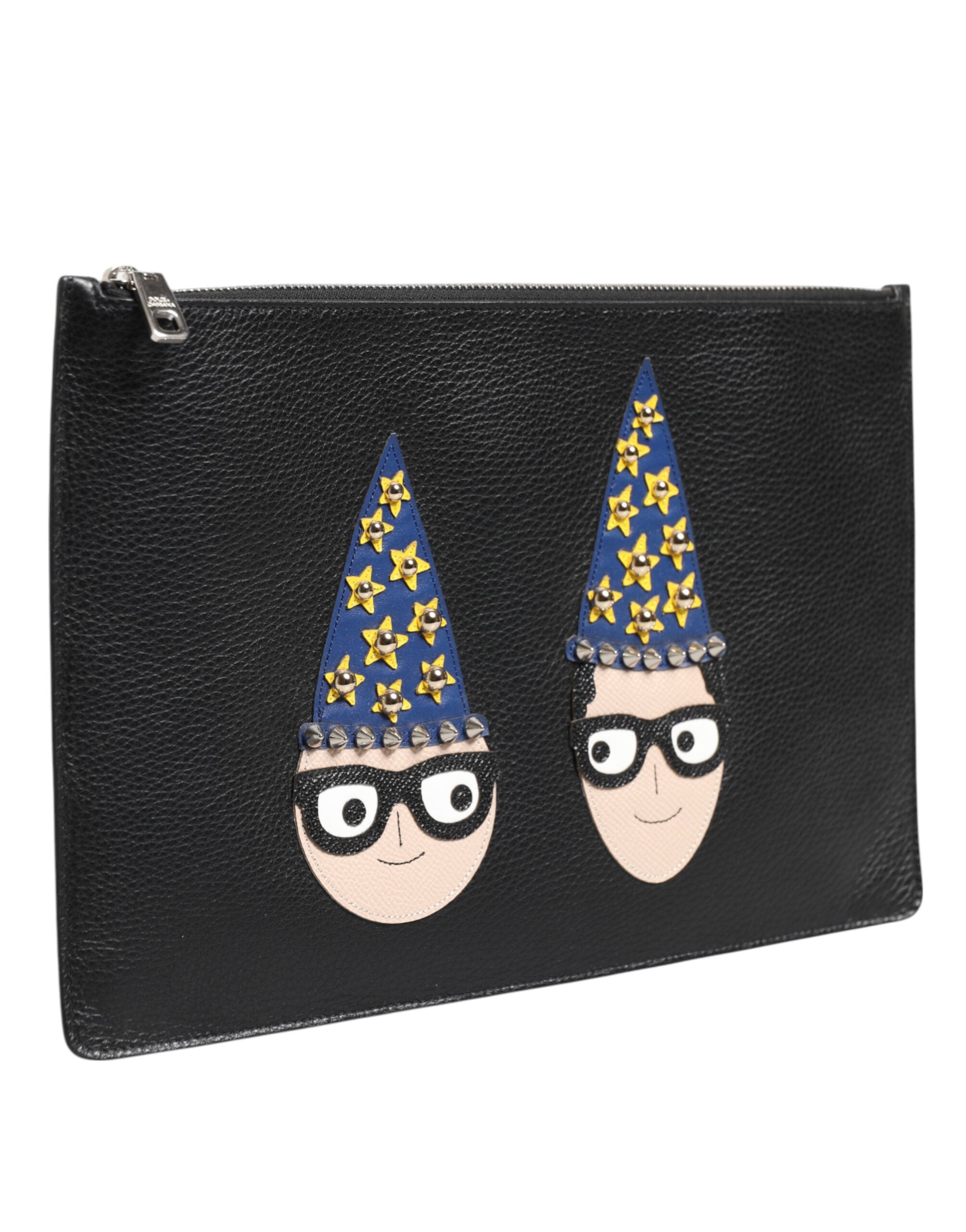Dolce & Gabbana Busta Clutch da Uomo in Pelle Nera Impreziosita #DGFAMILY