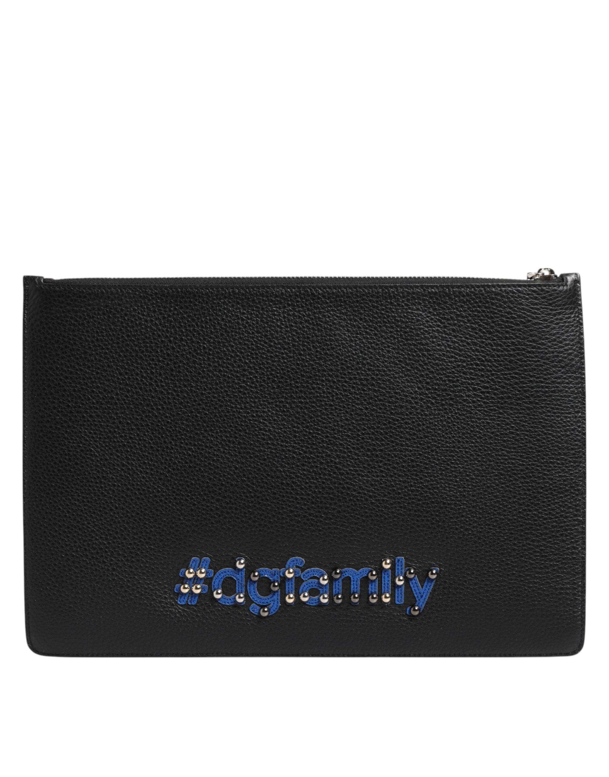 Dolce & Gabbana Busta Clutch da Uomo in Pelle Nera Impreziosita #DGFAMILY