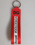 Dolce & Gabbana Portachiavi in poliestere rosso con logo e fermaglio in ottone argentato
