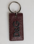 Dolce & Gabbana Portachiavi Uomo Anello in Metallo con Logo in Pelle Bordeaux