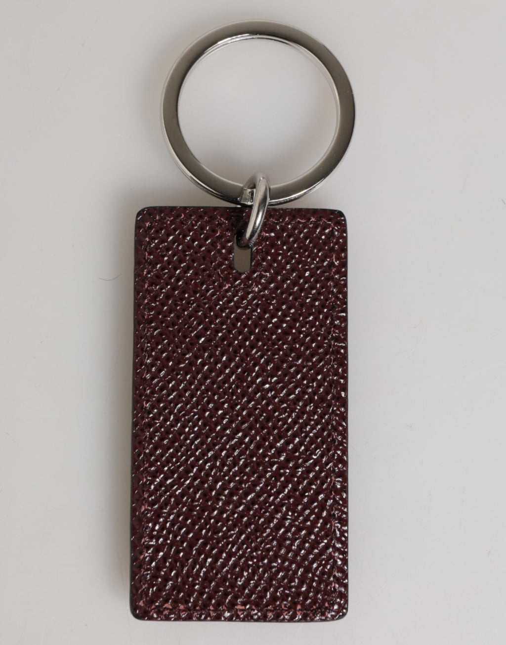 Dolce & Gabbana Portachiavi Uomo Anello in Metallo con Logo in Pelle Bordeaux