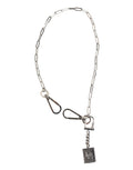 Collana da uomo Dolce & Gabbana con ciondolo a logo DG e catena in metallo color argento