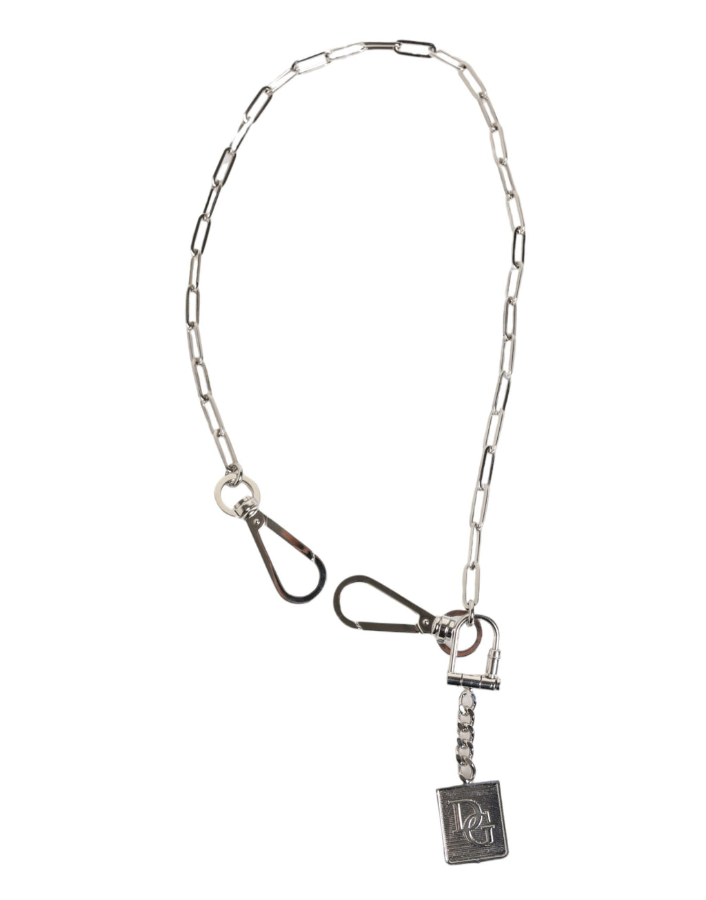 Collana da uomo Dolce & Gabbana con ciondolo a logo DG e catena in metallo color argento