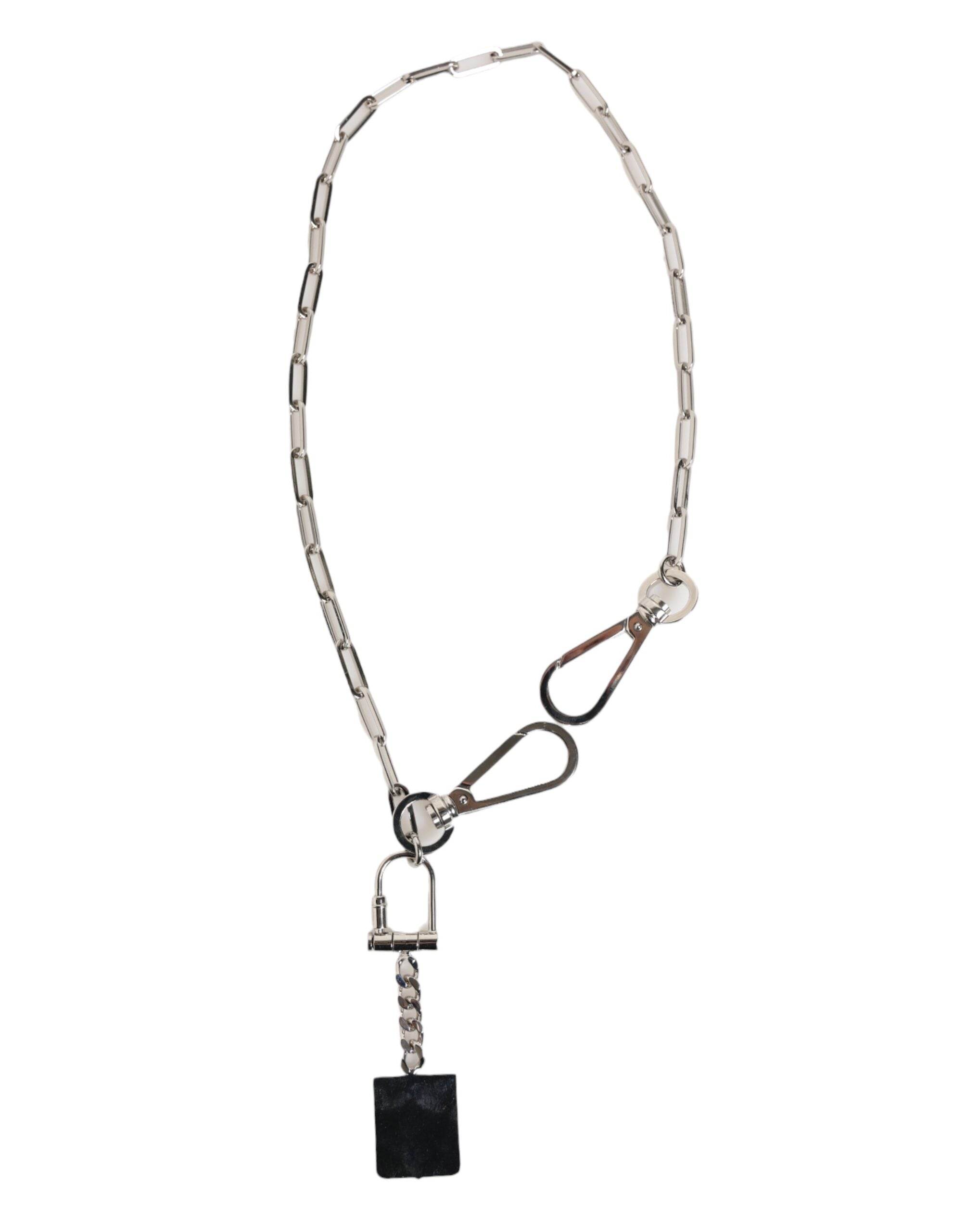 Collana da uomo Dolce & Gabbana con ciondolo a logo DG e catena in metallo color argento
