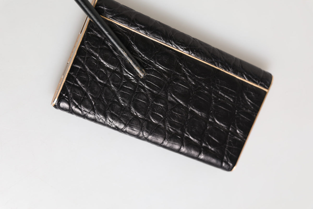 Dolce & Gabbana Caricatore USB Power Bank in Pelle Nera con Pelle Esotica 3000mAh