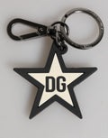 Dolce & Gabbana Portachiavi Uomo in Gomma Nero Bianco con Logo DG Stella