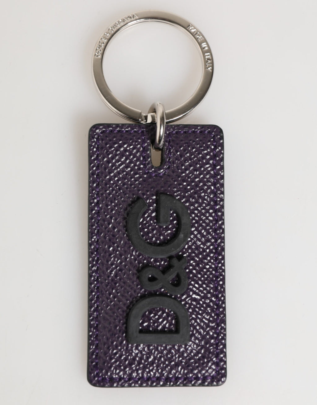 Dolce & Gabbana Portachiavi Uomo Anello in Metallo con Logo in Pelle Viola
