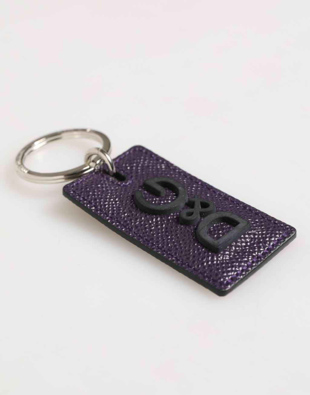Dolce & Gabbana Portachiavi Uomo Anello in Metallo con Logo in Pelle Viola