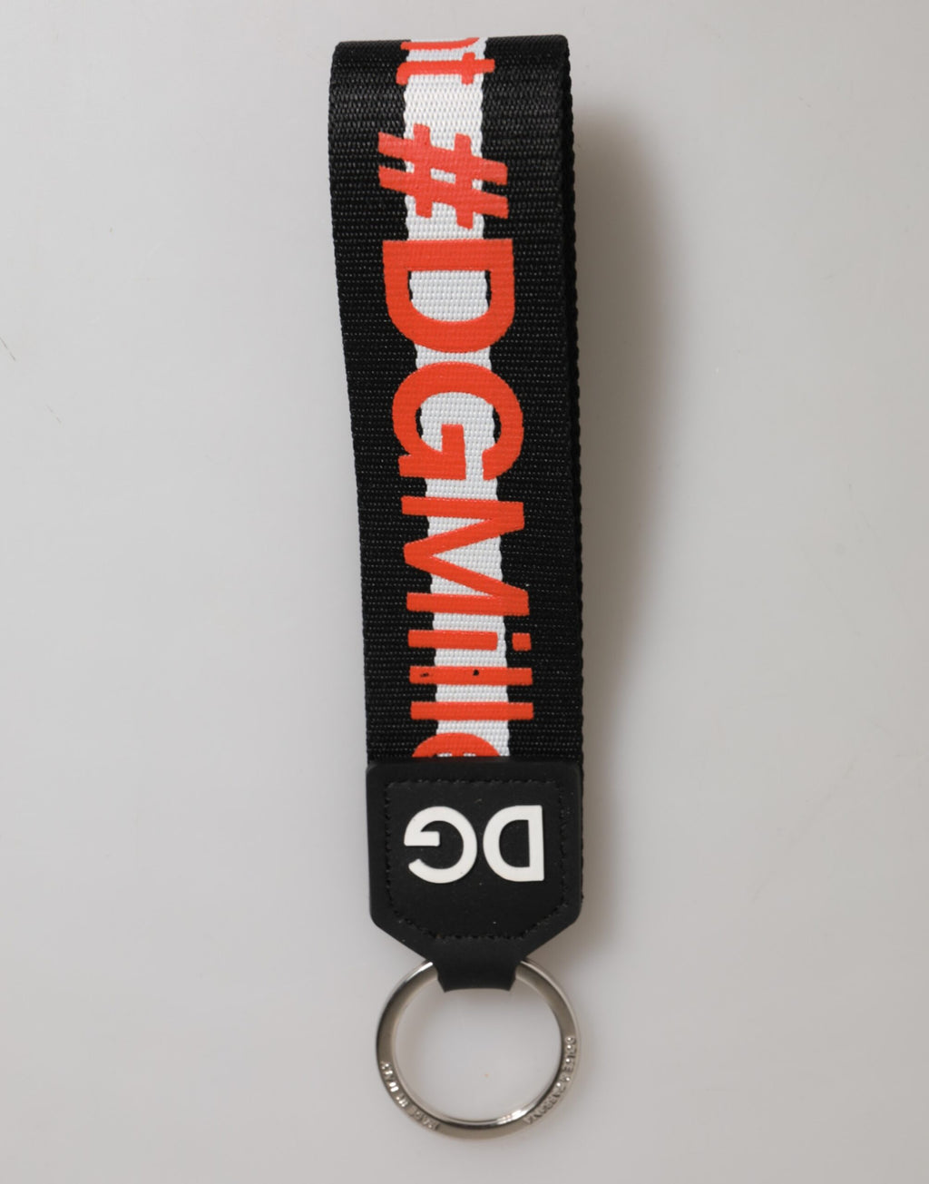 Dolce & Gabbana Portachiavi Nero Rosso Logo Poliestere Ottone