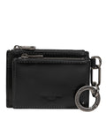 Dolce & Gabbana Portamonete Portacarte con Zip in Pelle Nera Portachiavi