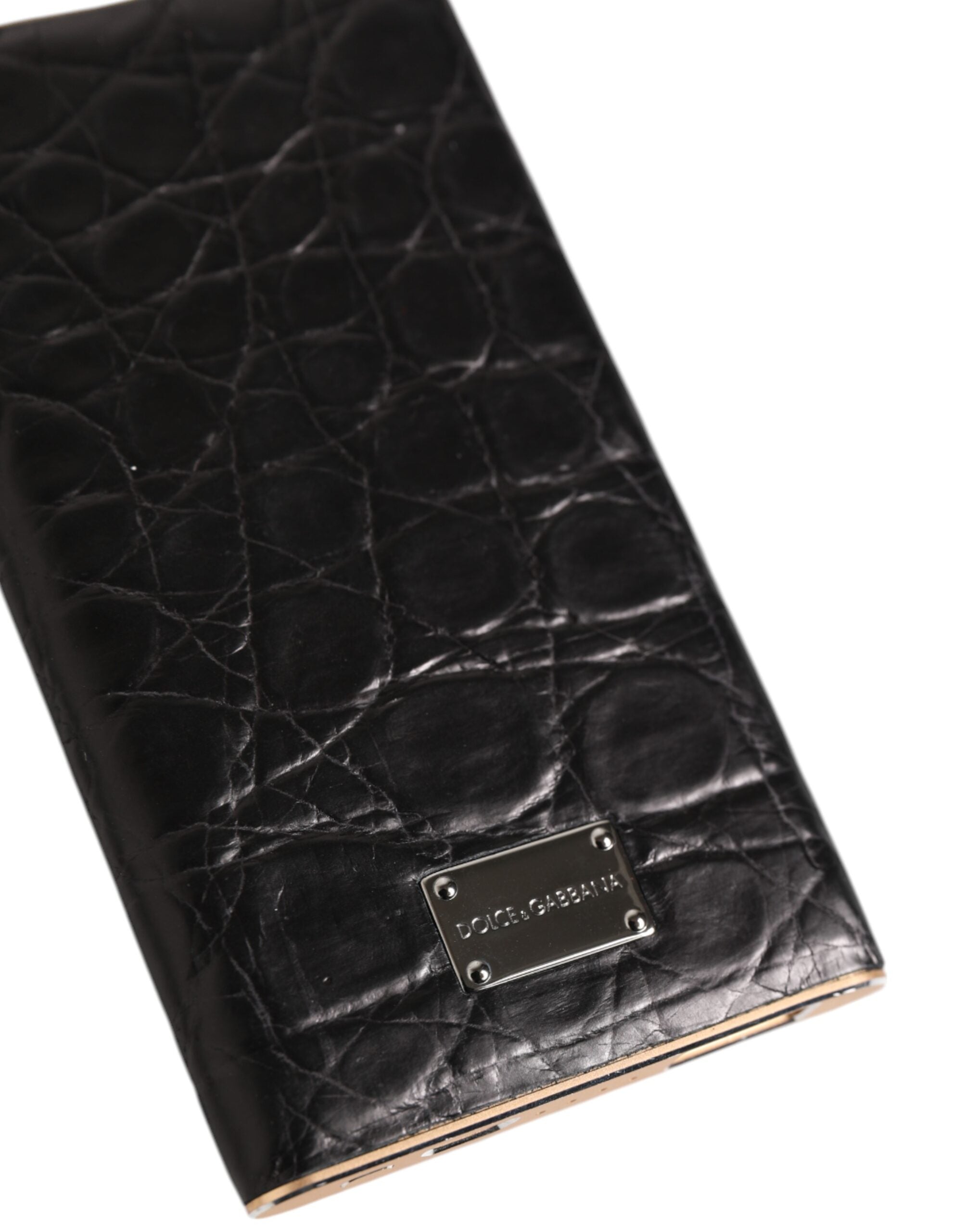 Dolce & Gabbana Caricabatterie Power Bank USB Esotico in Pelle Nera 3000 mAh