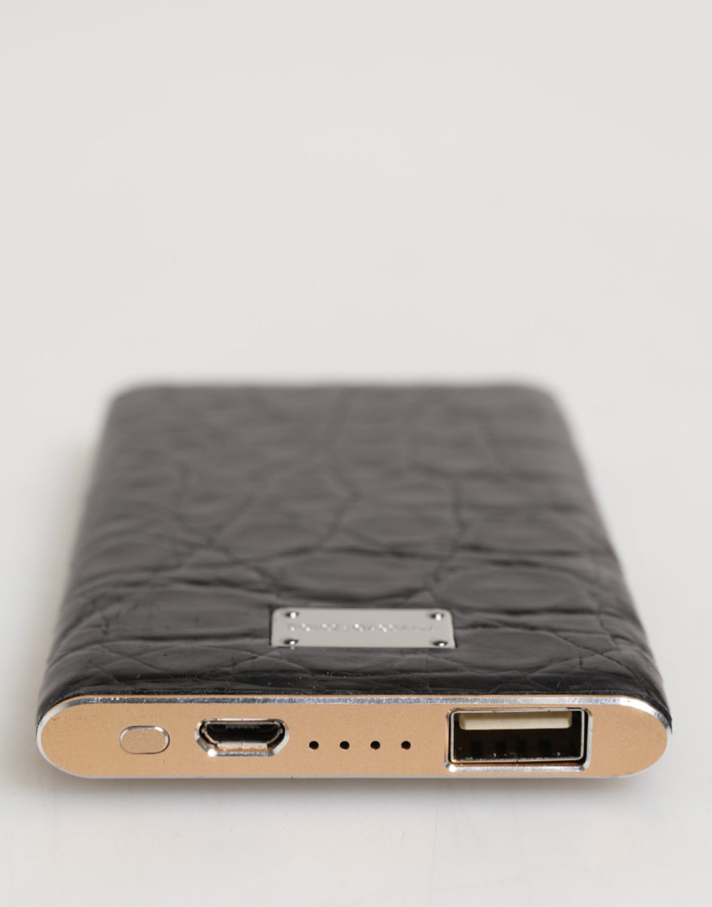 Dolce & Gabbana Caricabatterie Power Bank USB Esotico in Pelle Nera 3000 mAh