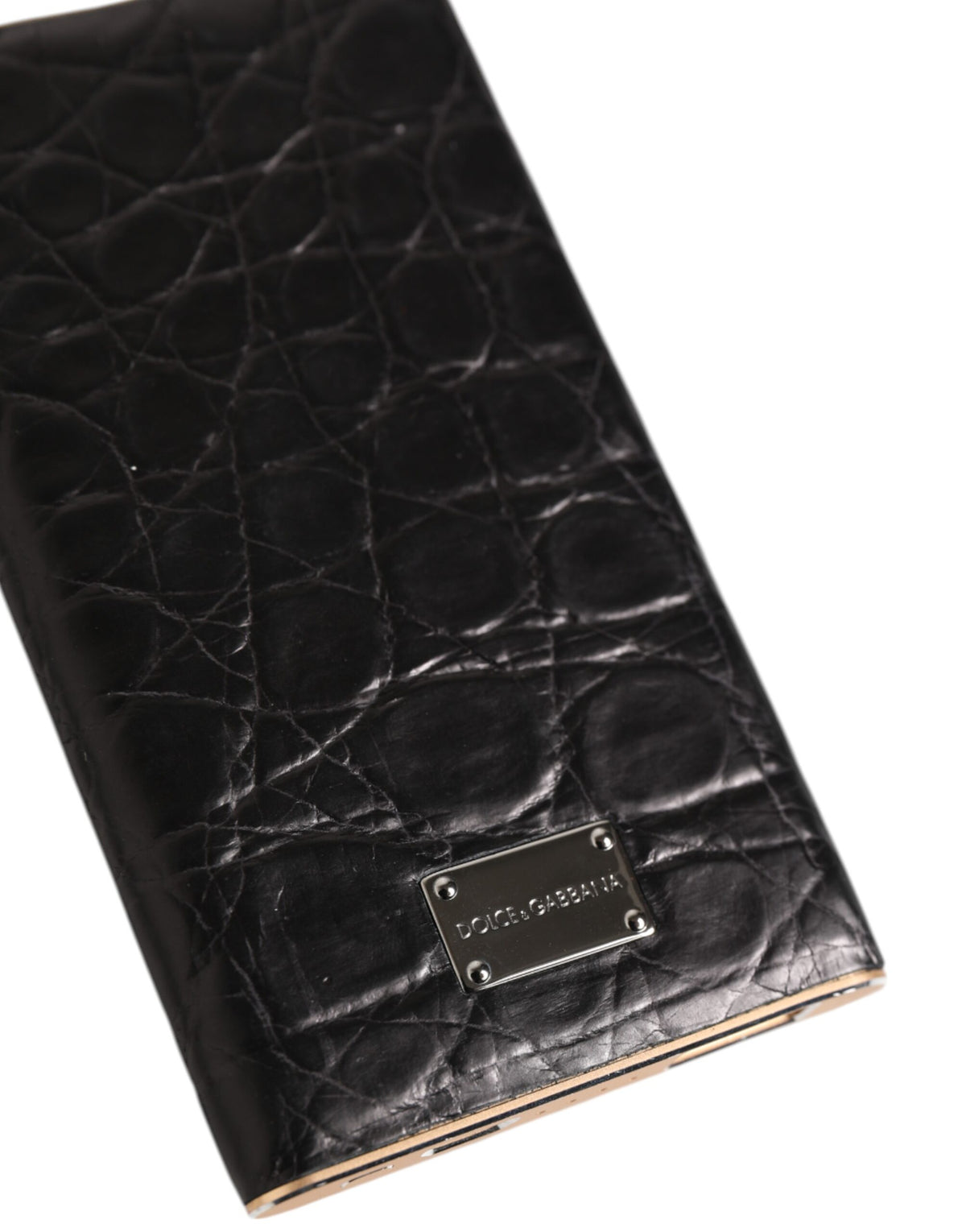 Power bank caricatore USB Dolce & Gabbana in pelle nera goffrata, 3000 mAh